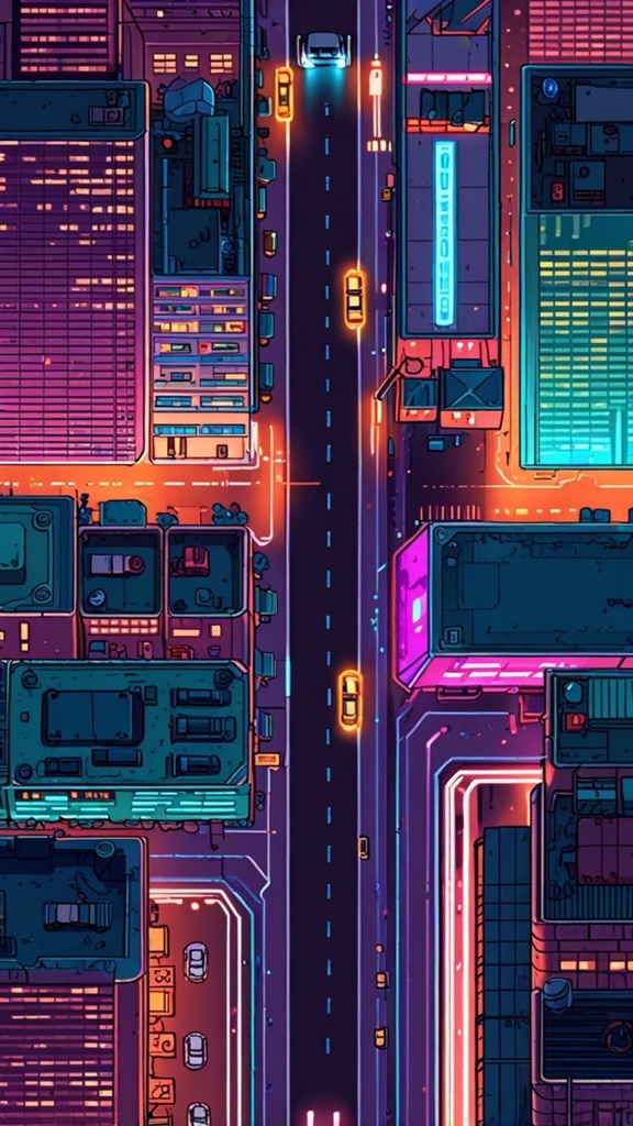 Retro Pixel Cyberpunk City View – Neon AI Wallpaper Pack (10 Images)