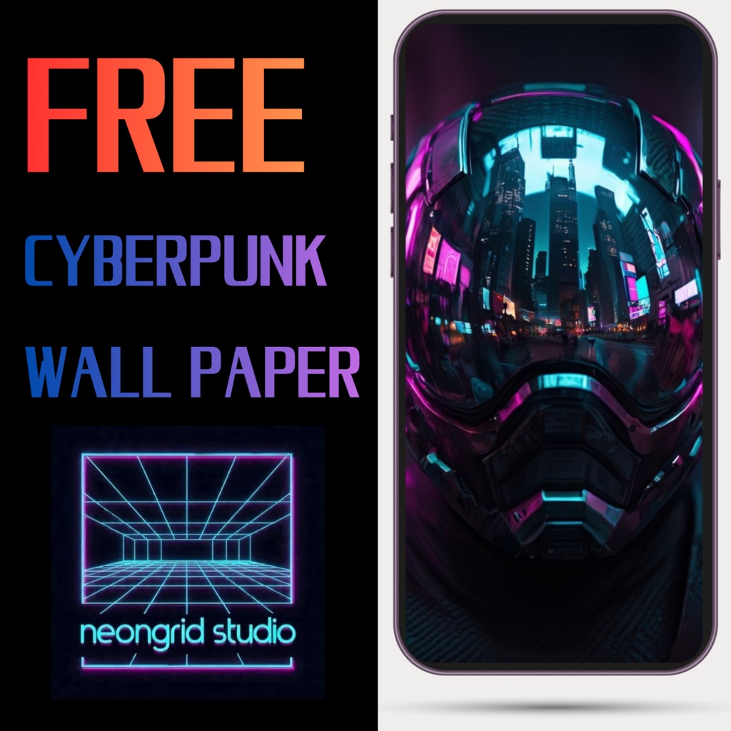 Free Cyberpunk Phone Wallpaper – Futuristic Neon Helmet (AI Art)