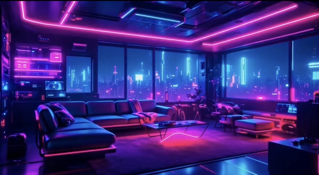 【VTuber配信背景】動く配信部屋素材|Cyberpunk Streaming Room