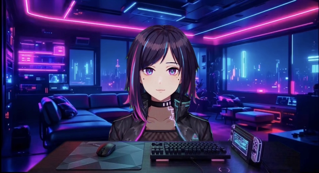 【VTuber配信背景】動く配信部屋素材|Cyberpunk Streaming Room