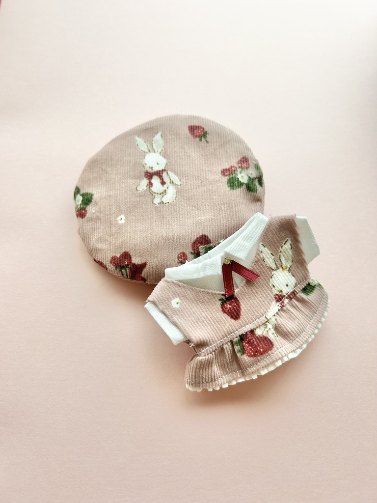 にじぱぺっと用ぬい服 いちごとうさぎのワンピースセット