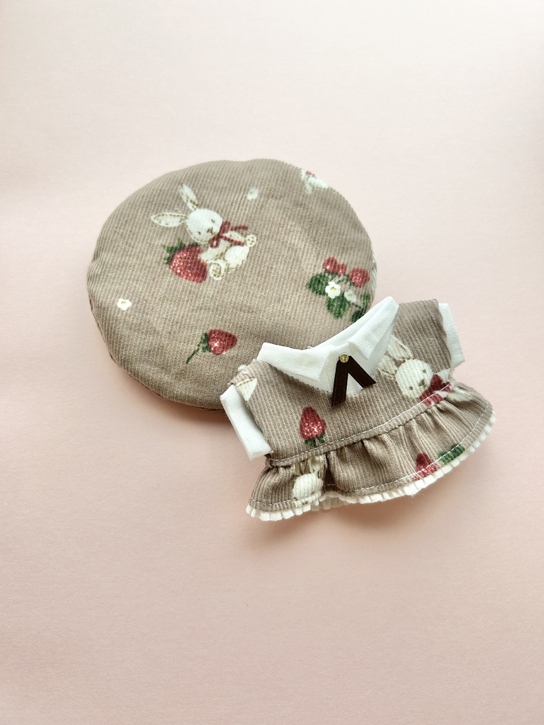 にじぱぺっと用ぬい服 いちごとうさぎのワンピースセット