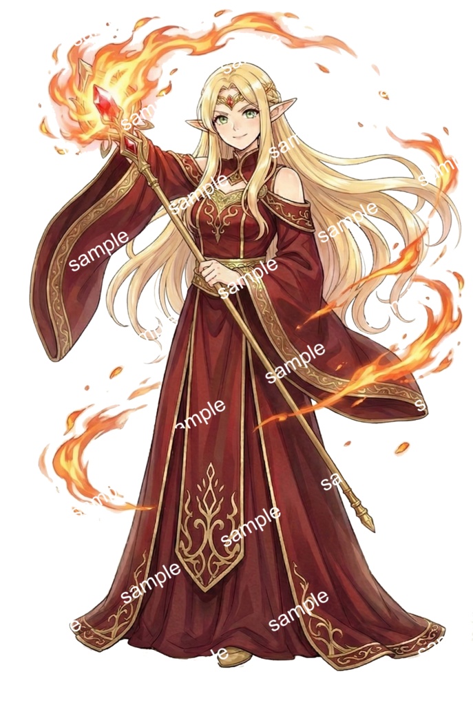 【汎用立ち絵/差分あり】4属性のエレメンタル・エルフ【ファンタジー/TRPG/戦闘差分】