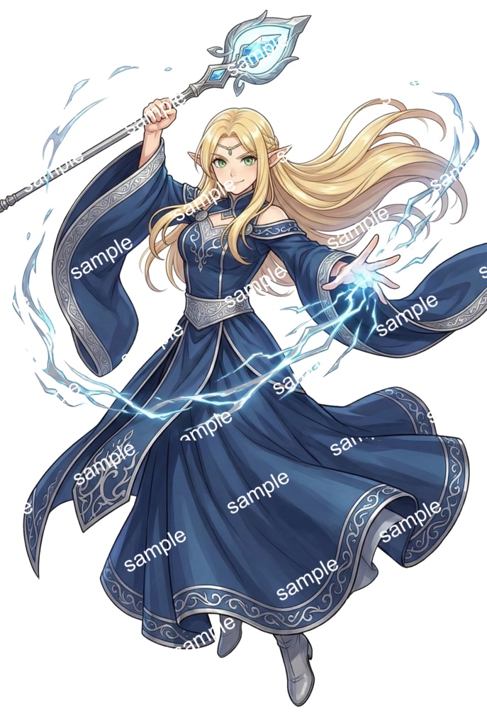 【汎用立ち絵/差分あり】4属性のエレメンタル・エルフ【ファンタジー/TRPG/戦闘差分】