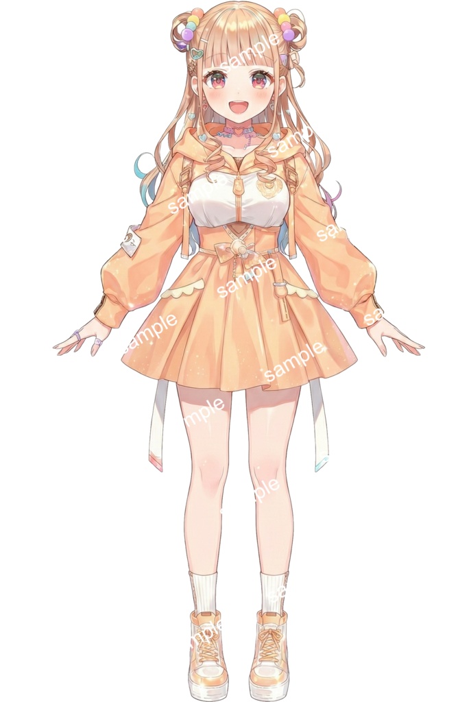 【汎用立ち絵/差分あり】ビタミンポップ・パーカー【4色×2ポーズ/アイドル/Vtuber】