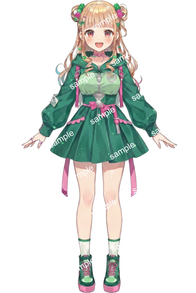 【汎用立ち絵/差分あり】ビタミンポップ・パーカー【4色×2ポーズ/アイドル/Vtuber】