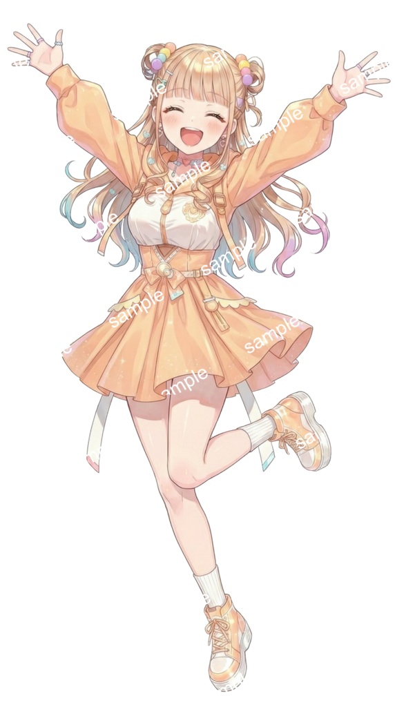 【汎用立ち絵/差分あり】ビタミンポップ・パーカー【4色×2ポーズ/アイドル/Vtuber】