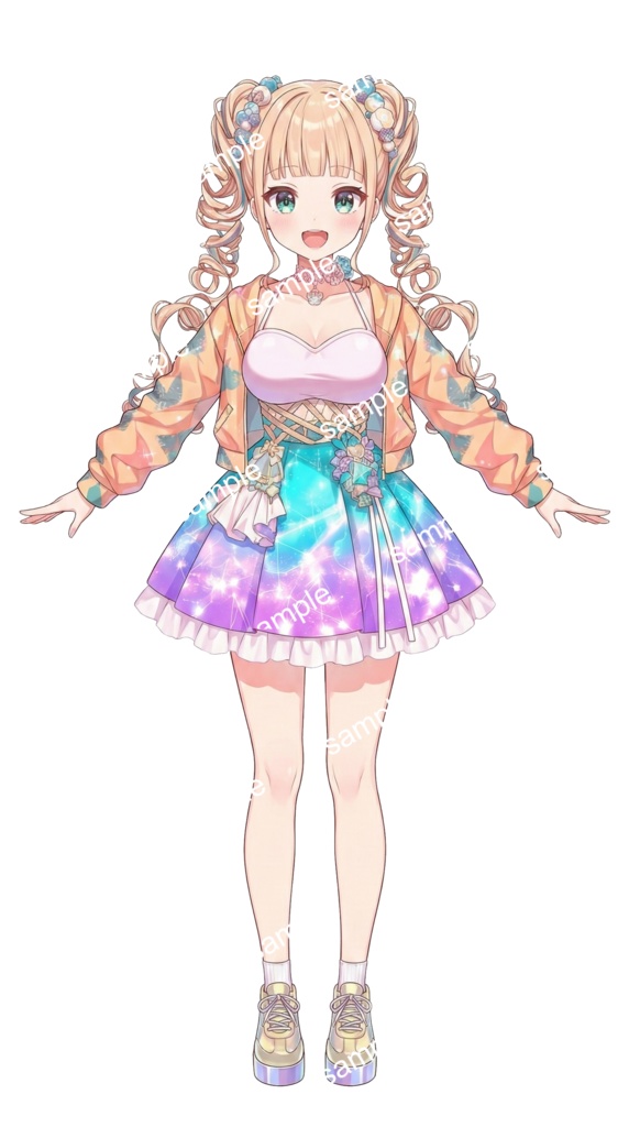 【汎用立ち絵/差分あり】星屑プリズムキャンディ【4色×2ポーズ/アイドル/魔法少女】