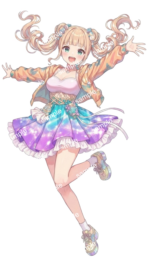 【汎用立ち絵/差分あり】星屑プリズムキャンディ【4色×2ポーズ/アイドル/魔法少女】