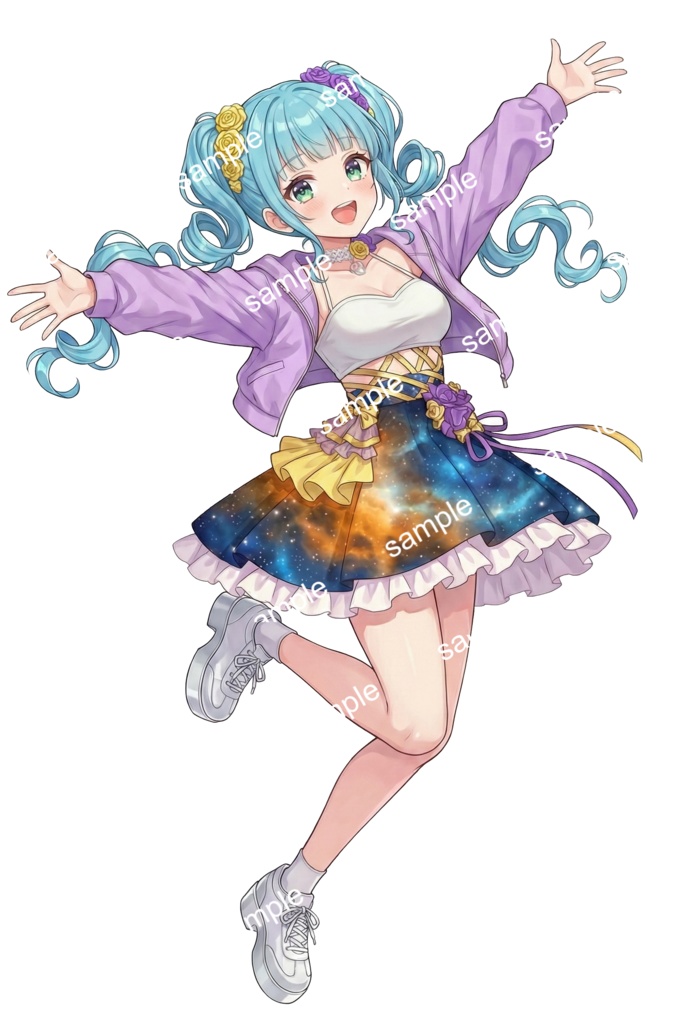 【汎用立ち絵/差分あり】星屑プリズムキャンディ【4色×2ポーズ/アイドル/魔法少女】