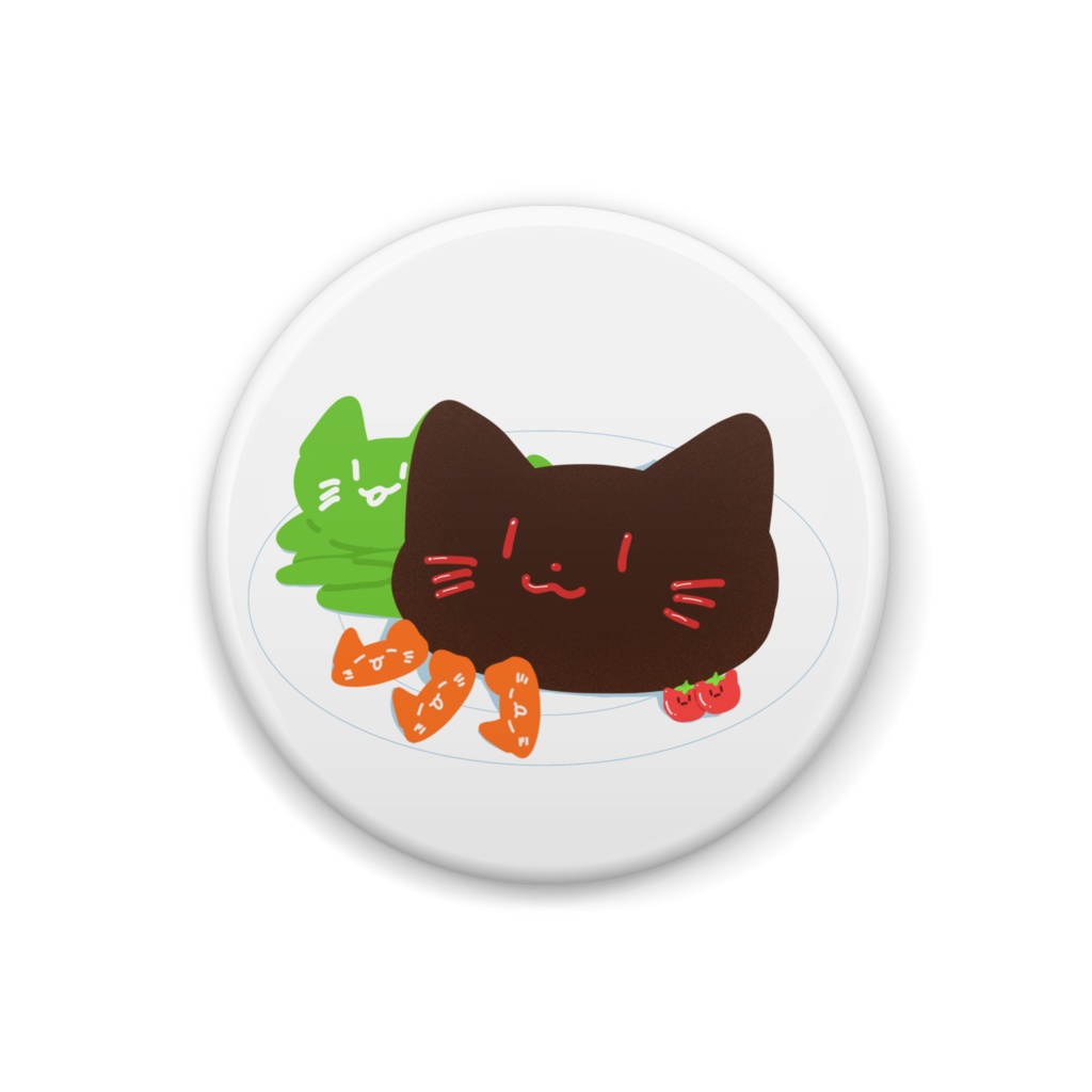 ハンバーグねこ 缶バッジ