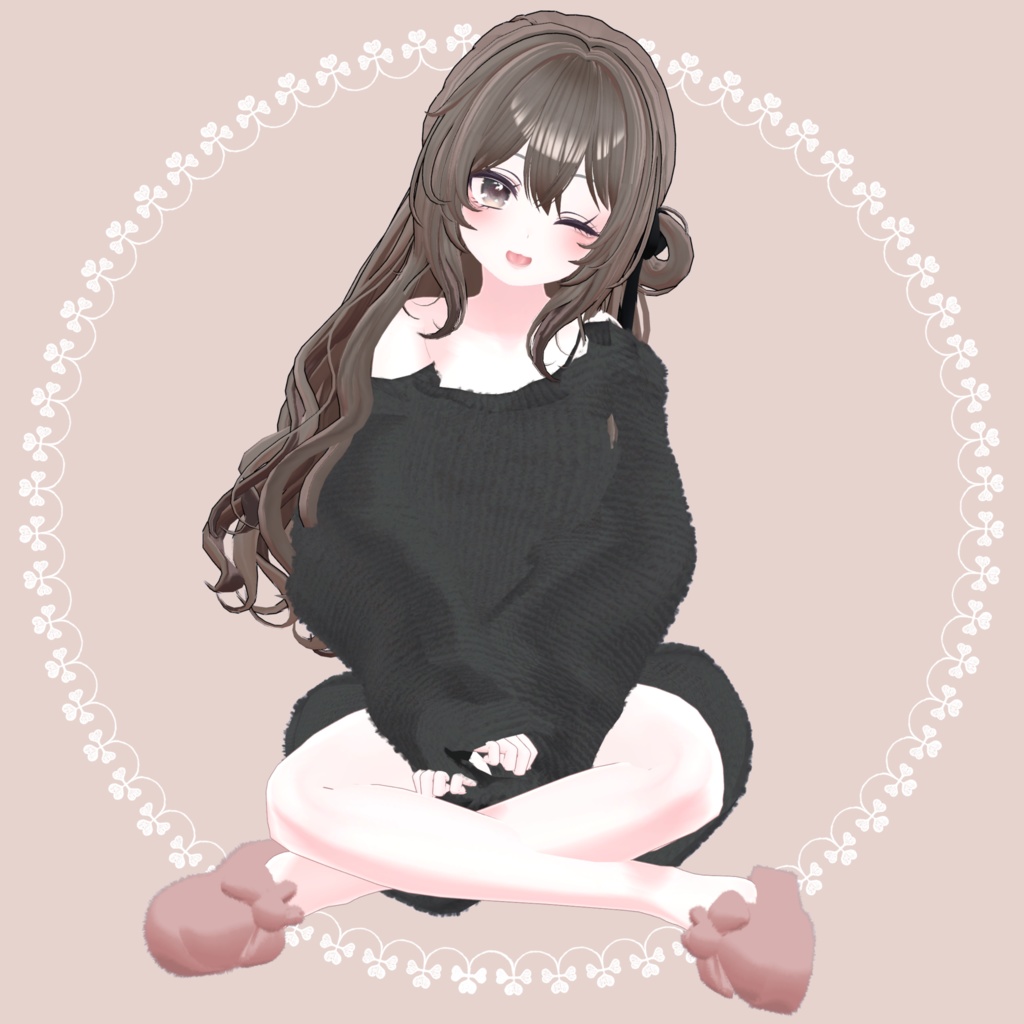 【5アバター対応】ふわふわうさぎちゃんスリッパ【VRC想定】