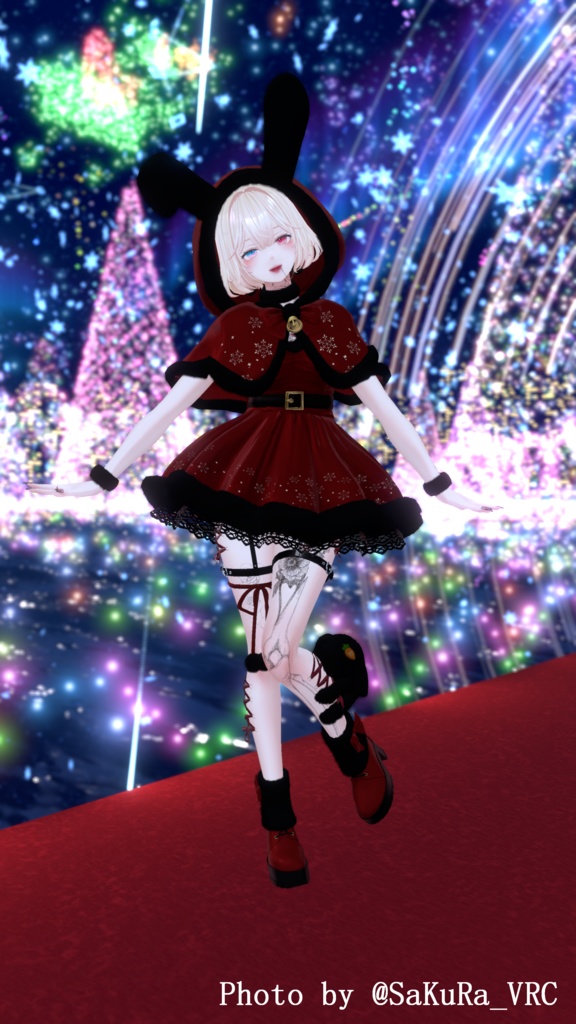 【6Avatar対応】うさぎちゃんサンタワンピース【VRC想定】