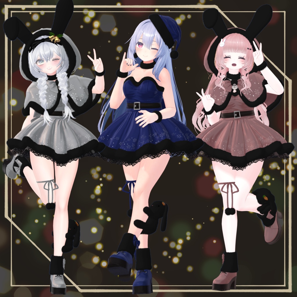 【6Avatar対応】うさぎちゃんサンタワンピース【VRC想定】