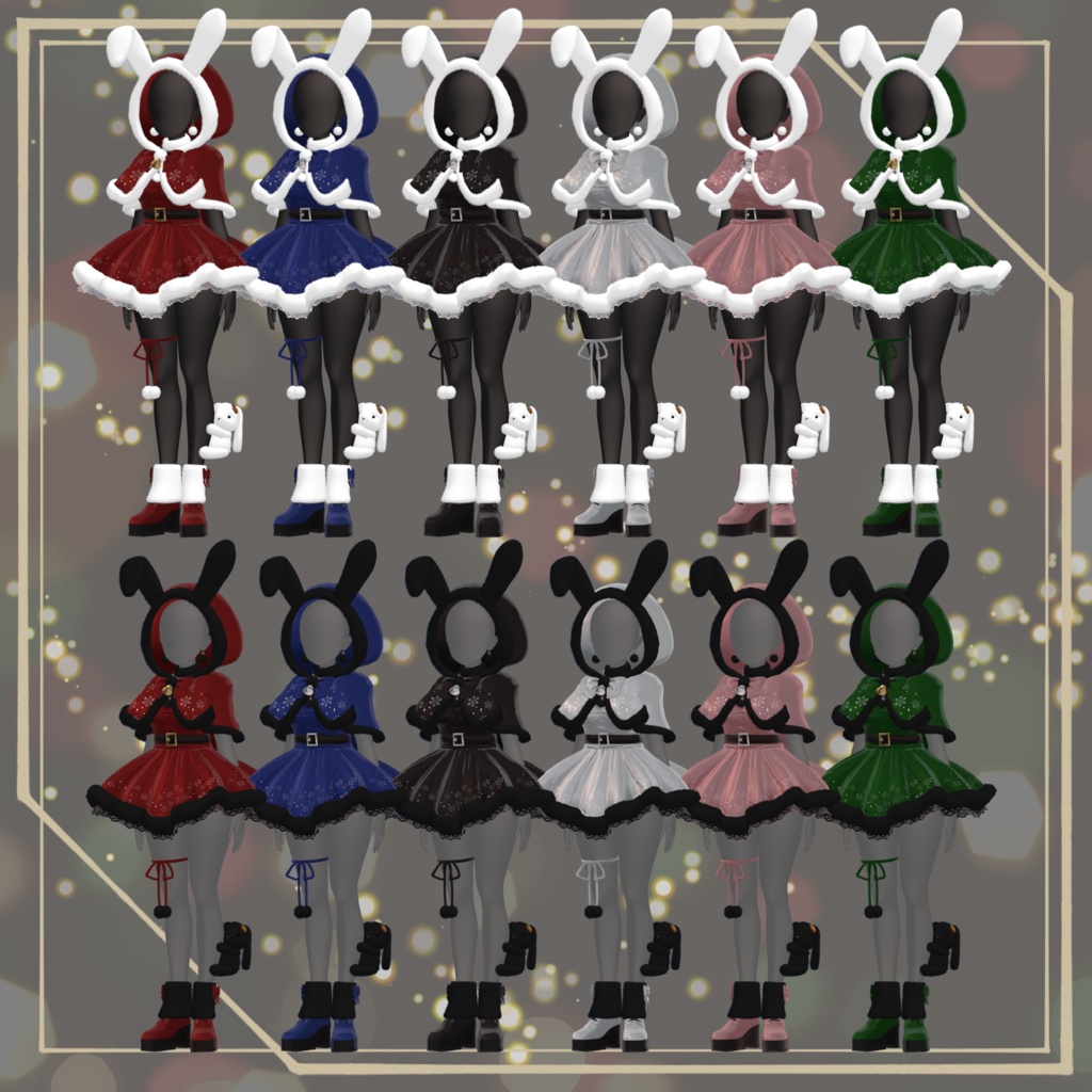 【6Avatar対応】うさぎちゃんサンタワンピース【VRC想定】