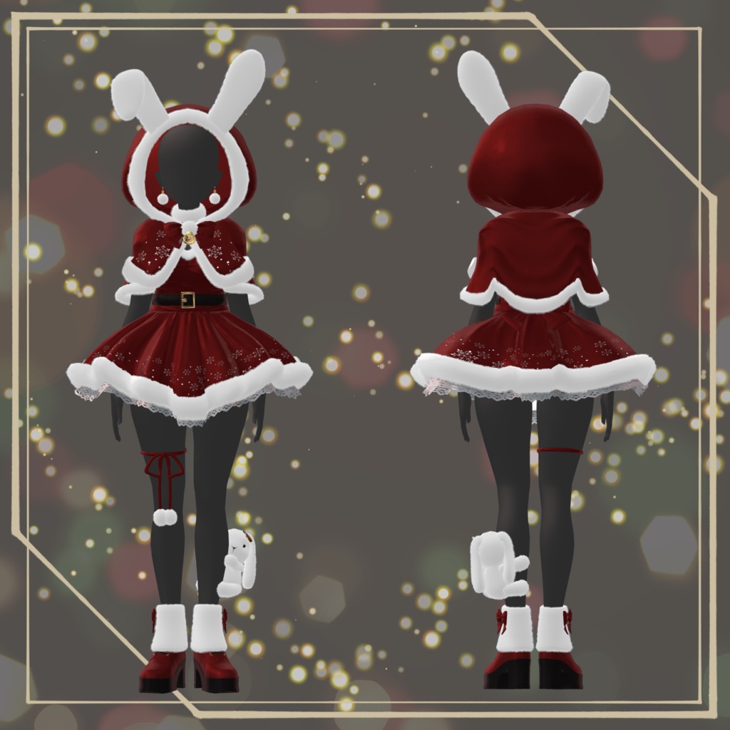 【6Avatar対応】うさぎちゃんサンタワンピース【VRC想定】