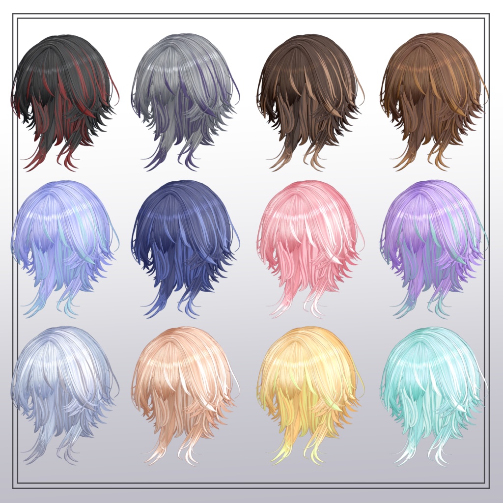 【9Avatar対応】Medium Short Wolf Hair【VRC想定】