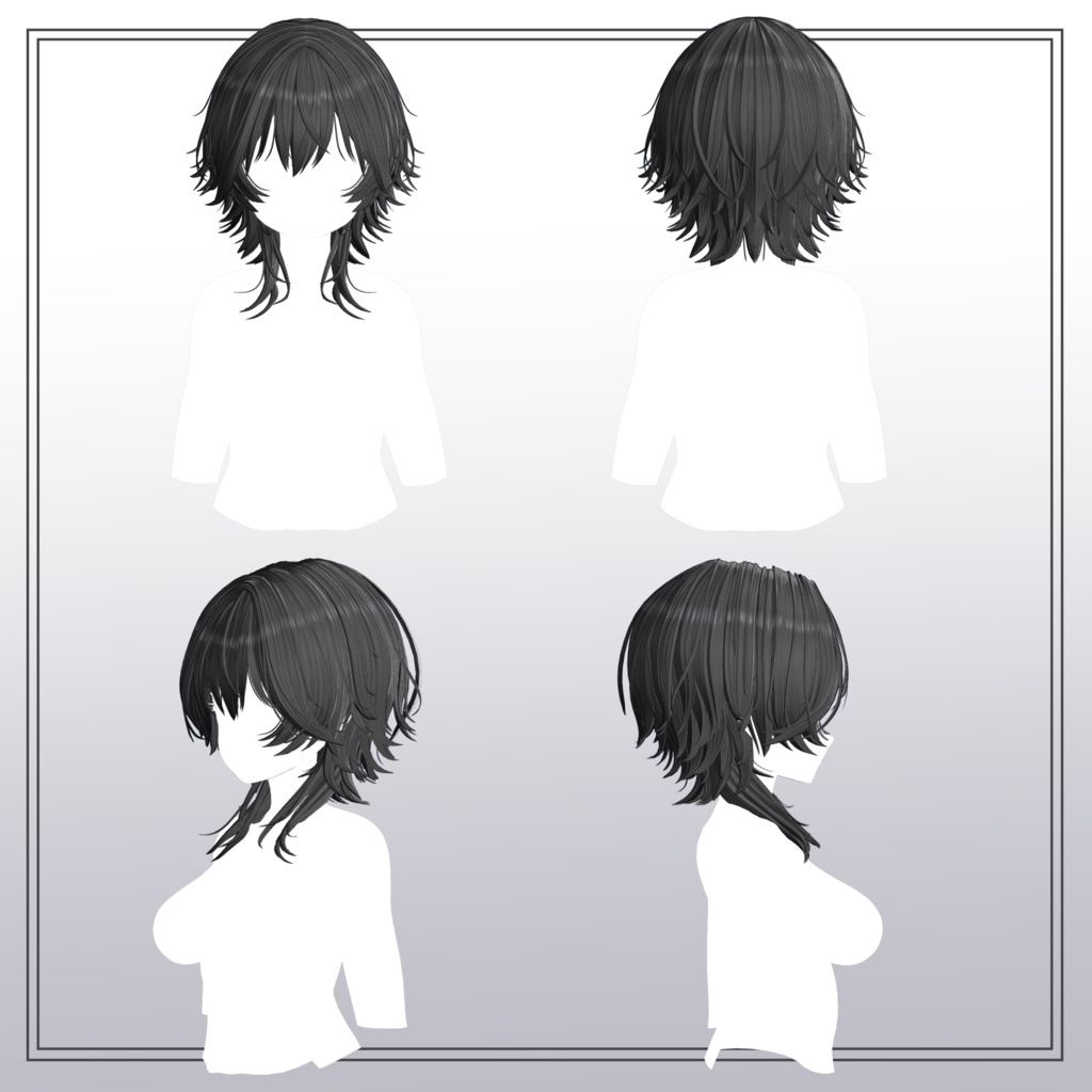 【9Avatar対応】Medium Short Wolf Hair【VRC想定】