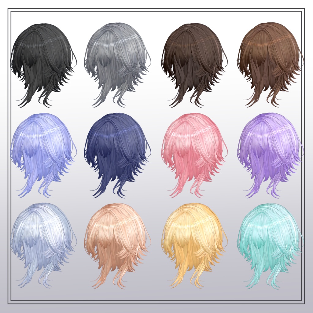 【9Avatar対応】Medium Short Wolf Hair【VRC想定】