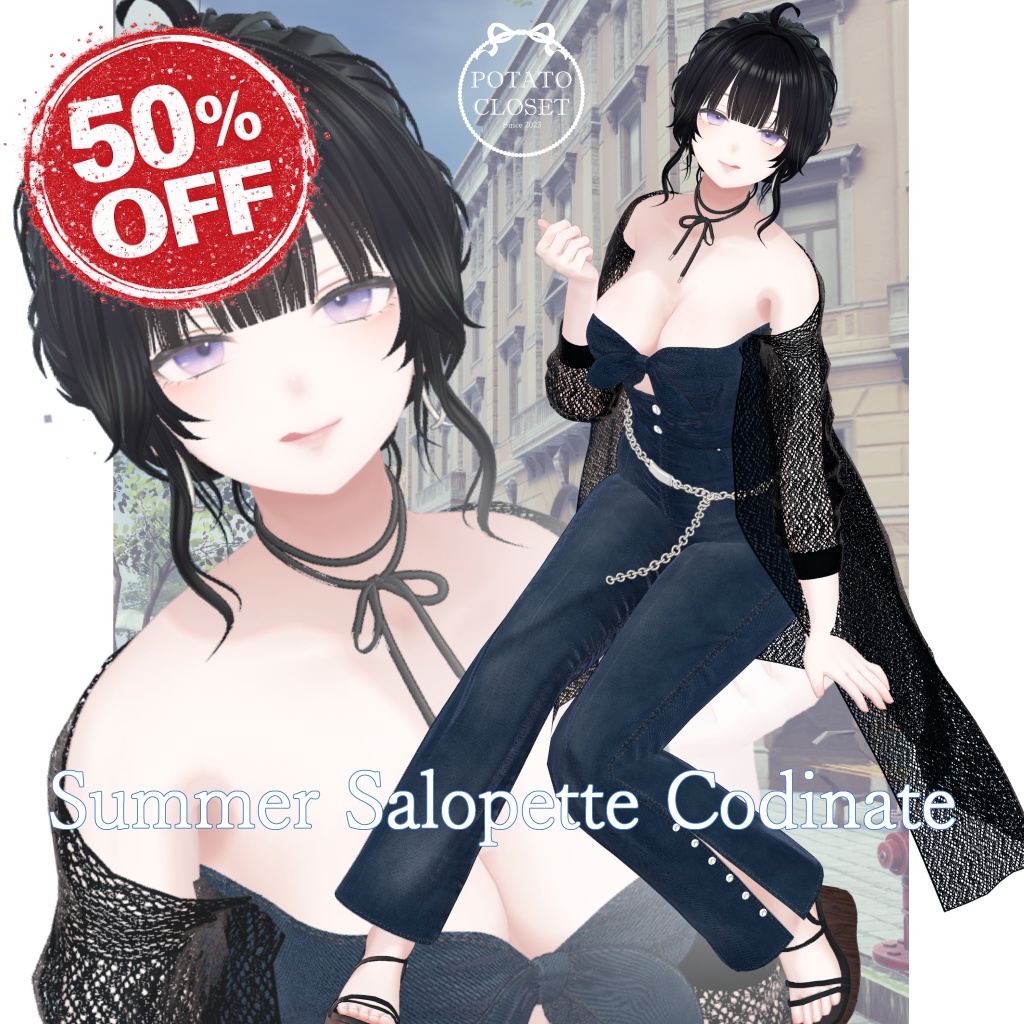 【7アバター対応】Summer Salopette Codinate 【VRC想定】
