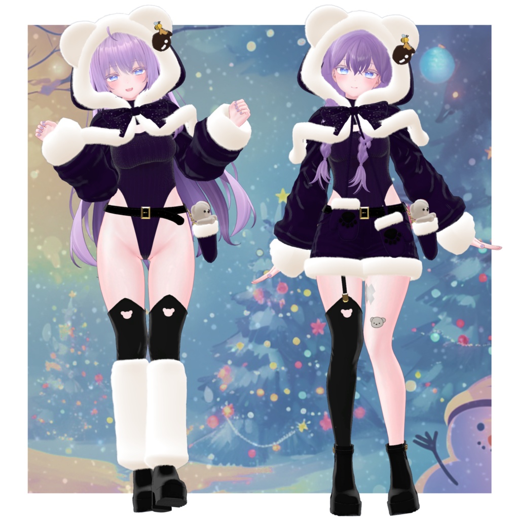 【9Avatar対応】くまちゃんサンタコーデ【VRC想定】