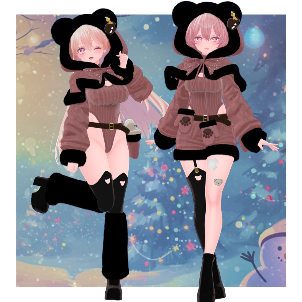 【9Avatar対応】くまちゃんサンタコーデ【VRC想定】