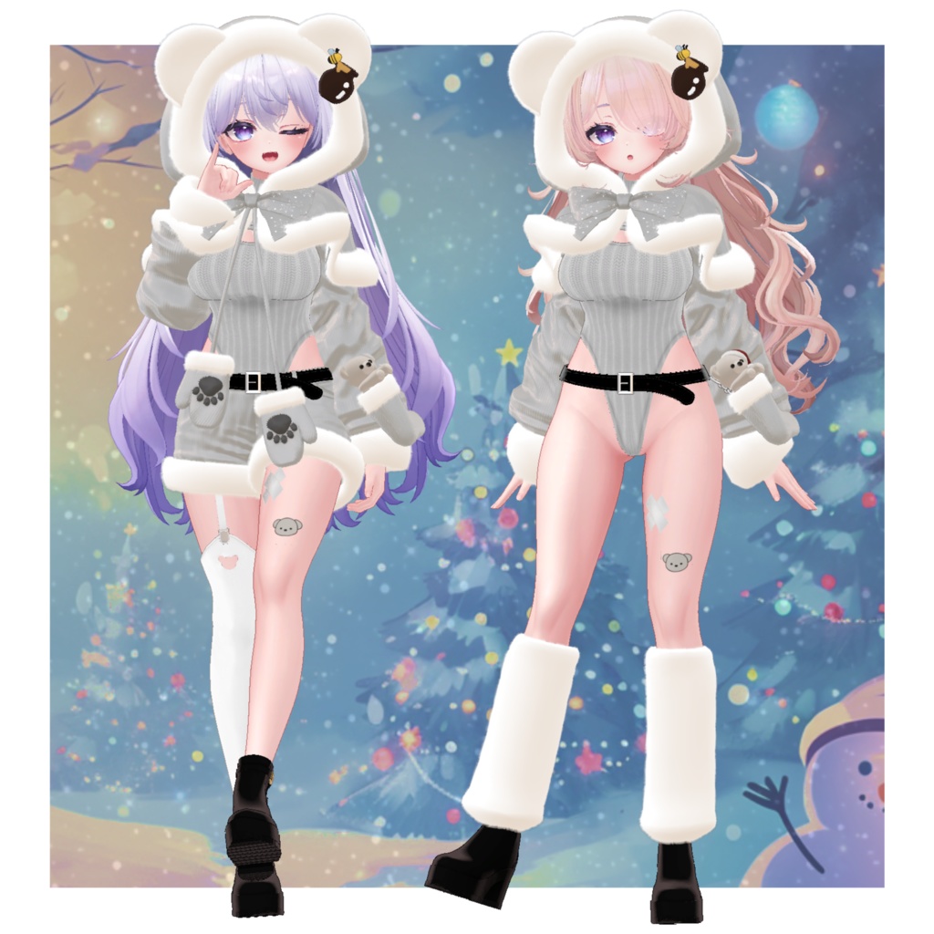 【9Avatar対応】くまちゃんサンタコーデ【VRC想定】