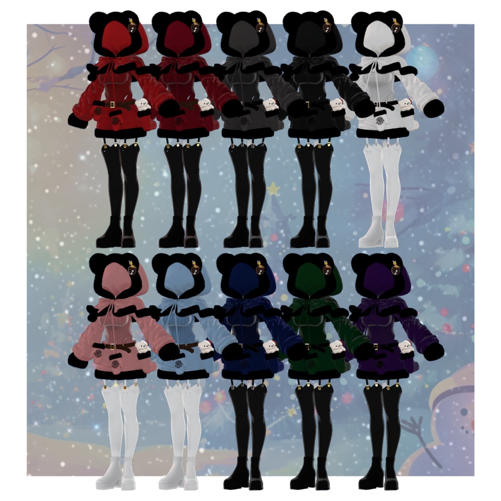 【9Avatar対応】くまちゃんサンタコーデ【VRC想定】