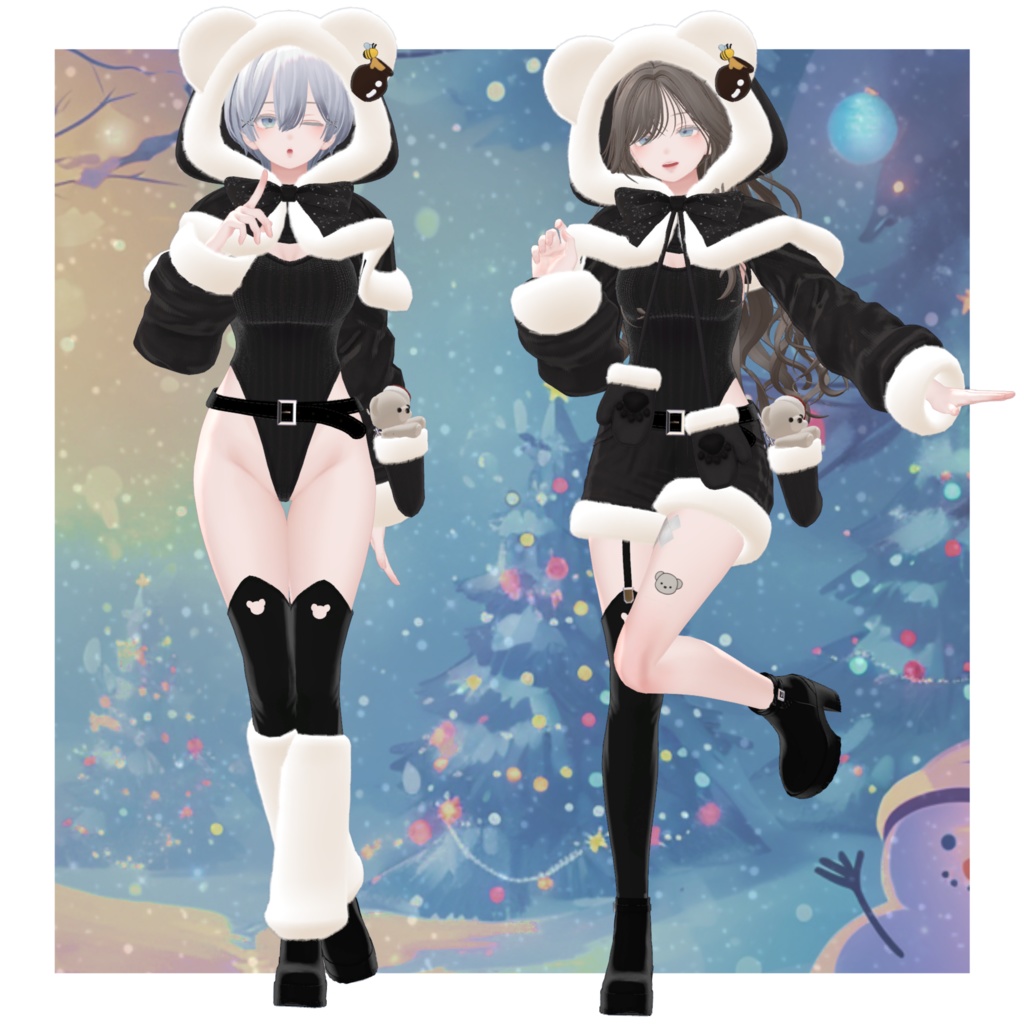 【9Avatar対応】くまちゃんサンタコーデ【VRC想定】