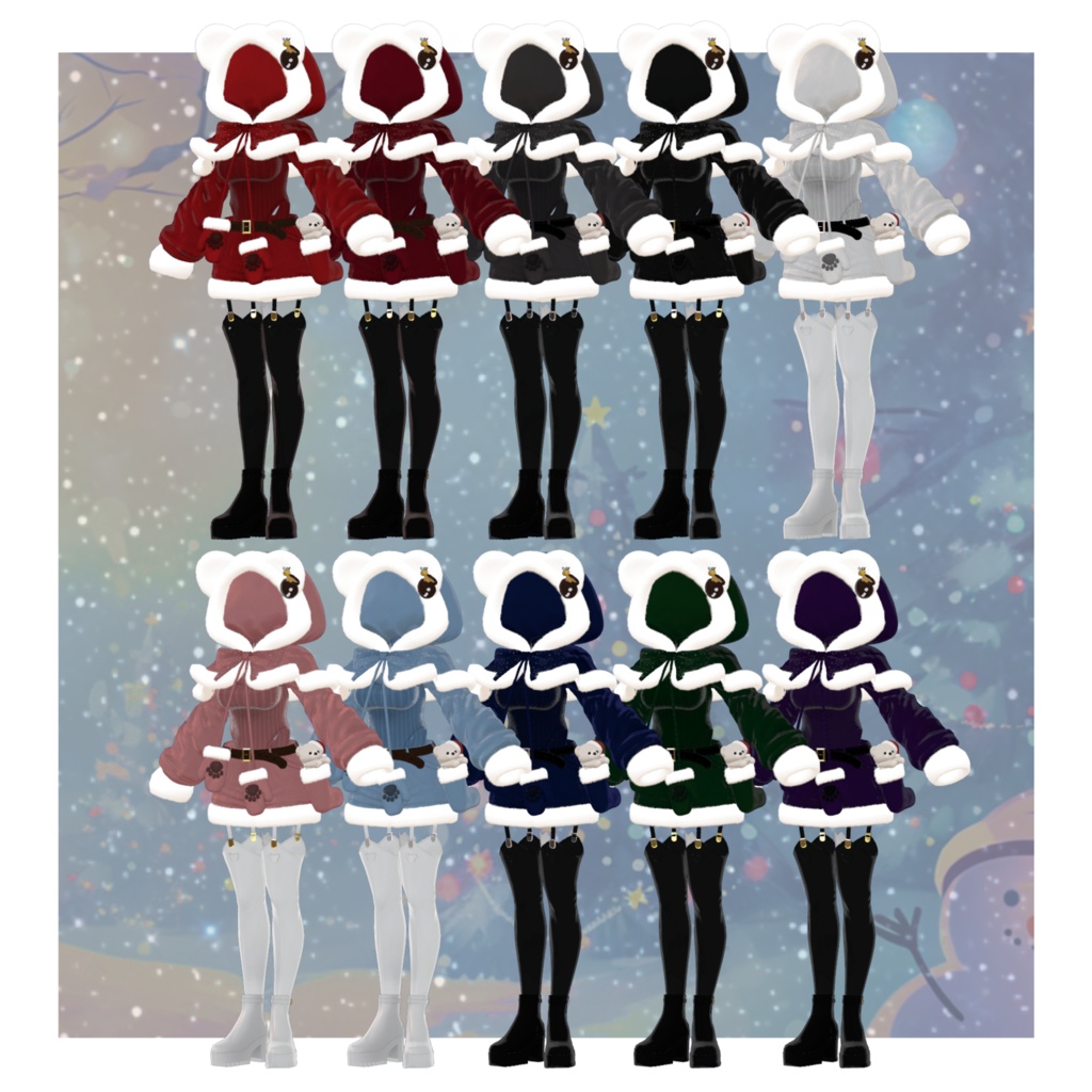 【9Avatar対応】くまちゃんサンタコーデ【VRC想定】