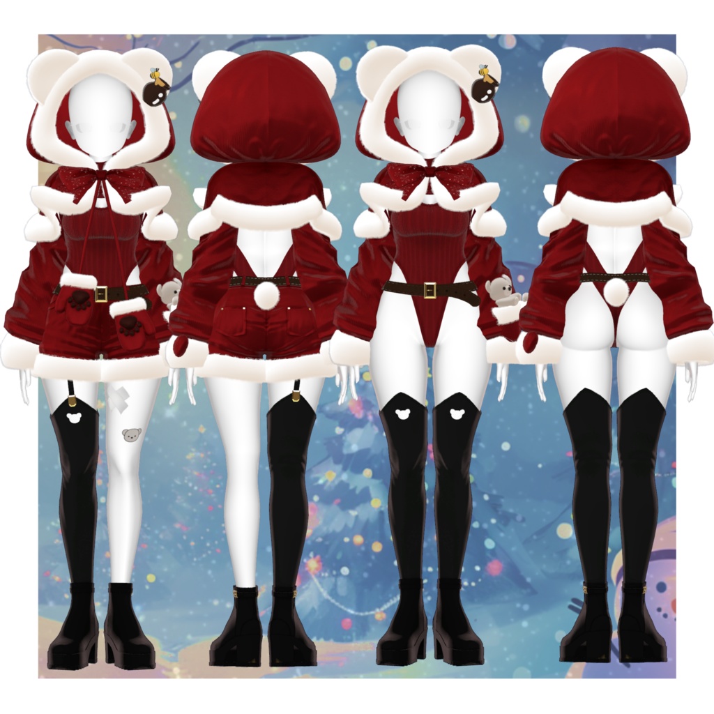【9Avatar対応】くまちゃんサンタコーデ【VRC想定】