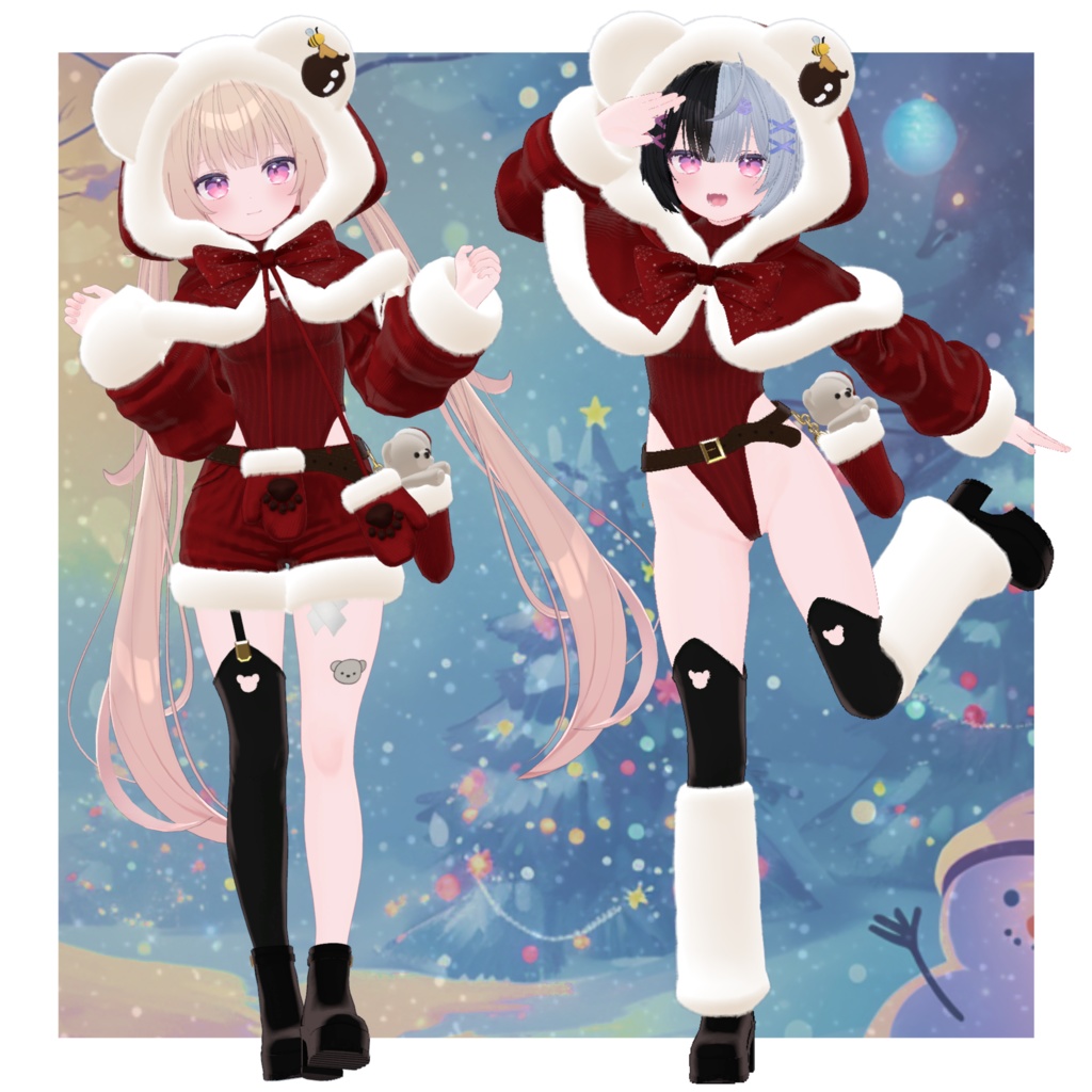 【9Avatar対応】くまちゃんサンタコーデ【VRC想定】