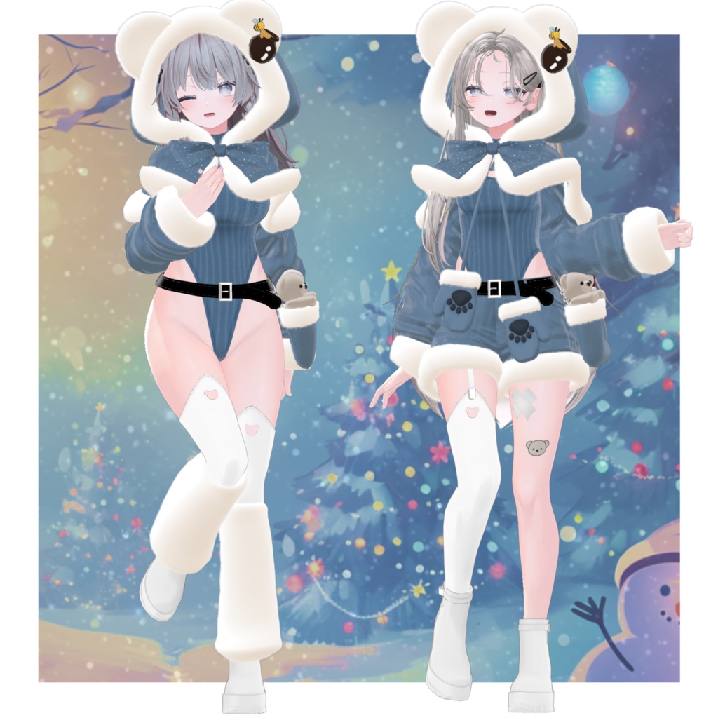 【9Avatar対応】くまちゃんサンタコーデ【VRC想定】