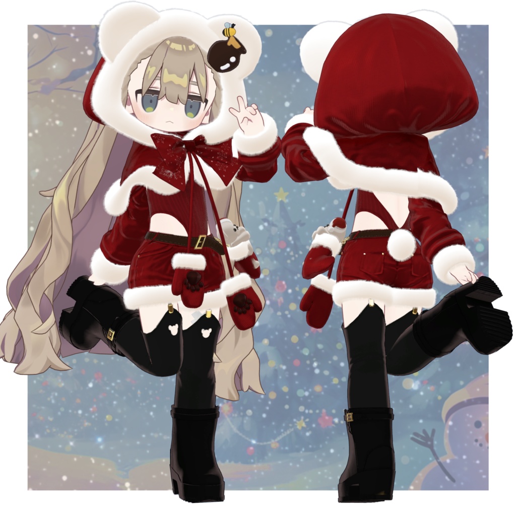 【9Avatar対応】くまちゃんサンタコーデ【VRC想定】