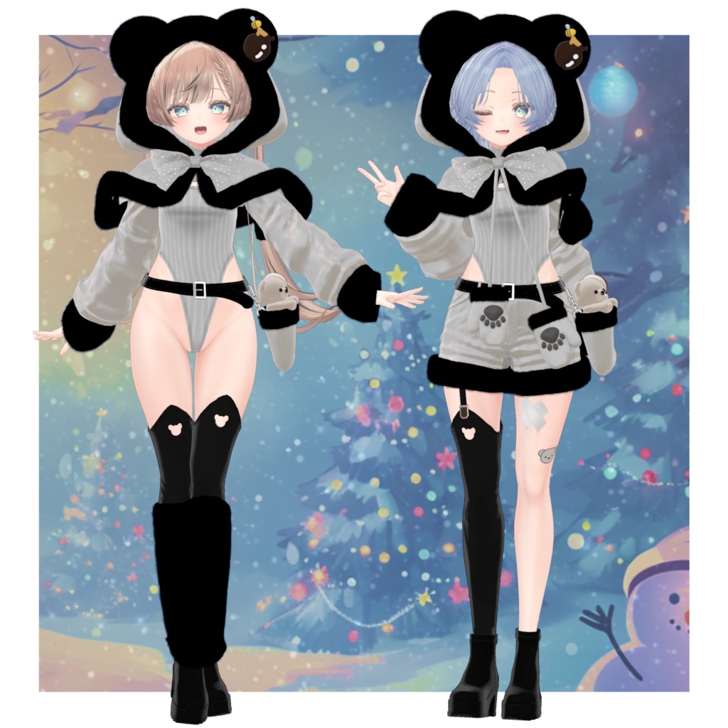 【9Avatar対応】くまちゃんサンタコーデ【VRC想定】