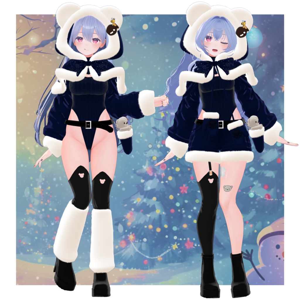 【9Avatar対応】くまちゃんサンタコーデ【VRC想定】