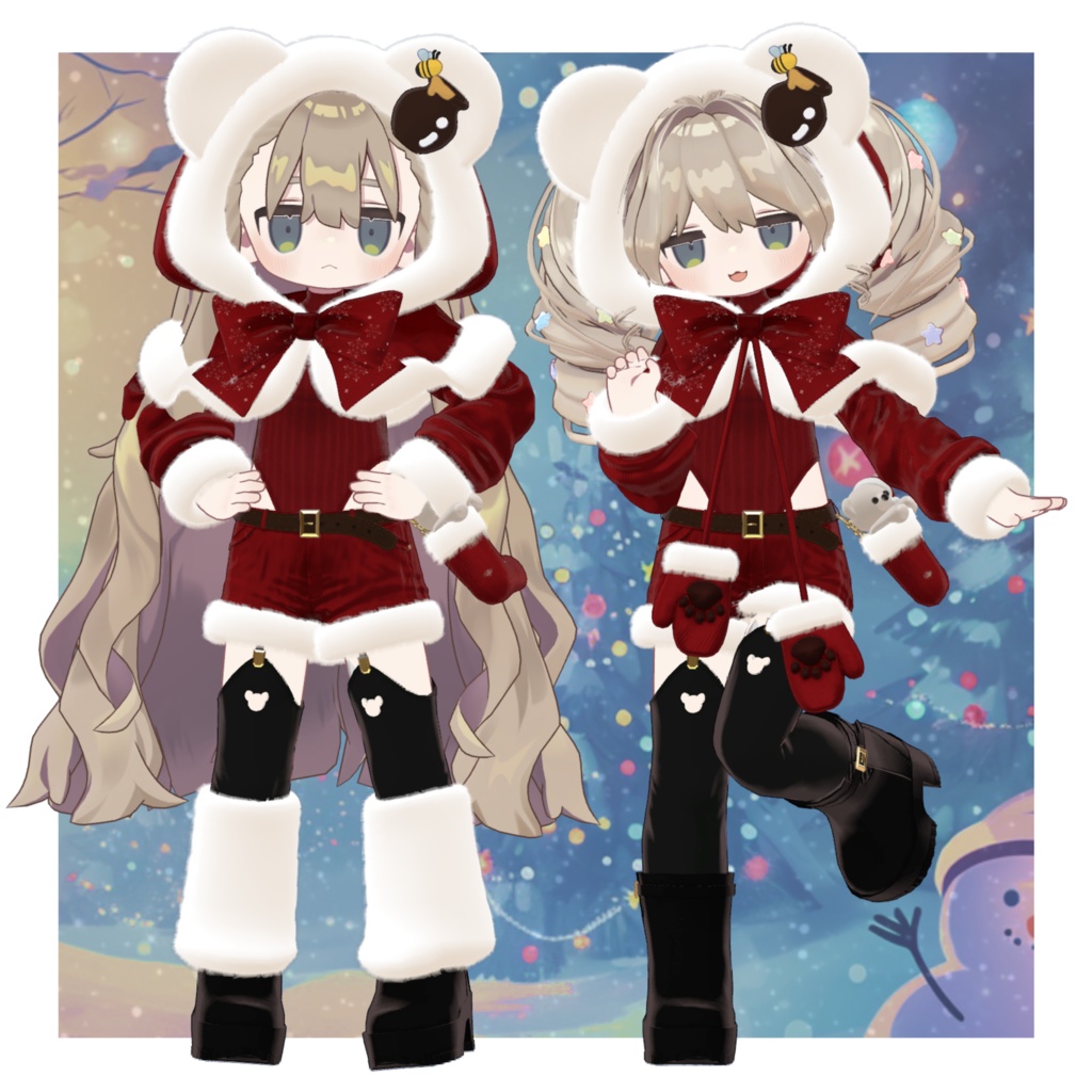 【9Avatar対応】くまちゃんサンタコーデ【VRC想定】