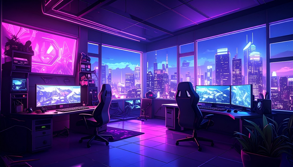 【背景素材】ゲーミング部屋55枚セット【配信素材】