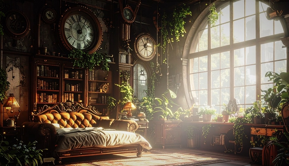 スチームパンクな部屋【動く配信・背景素材】