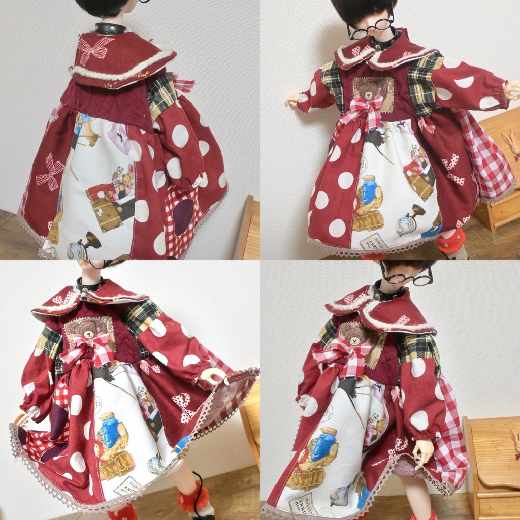 繋げてテディ☆ぱっちわーくワンピ