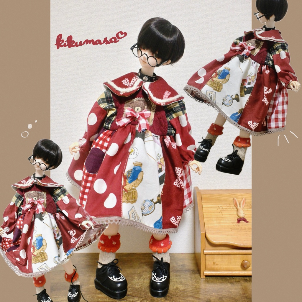 繋げてテディ☆ぱっちわーくワンピ