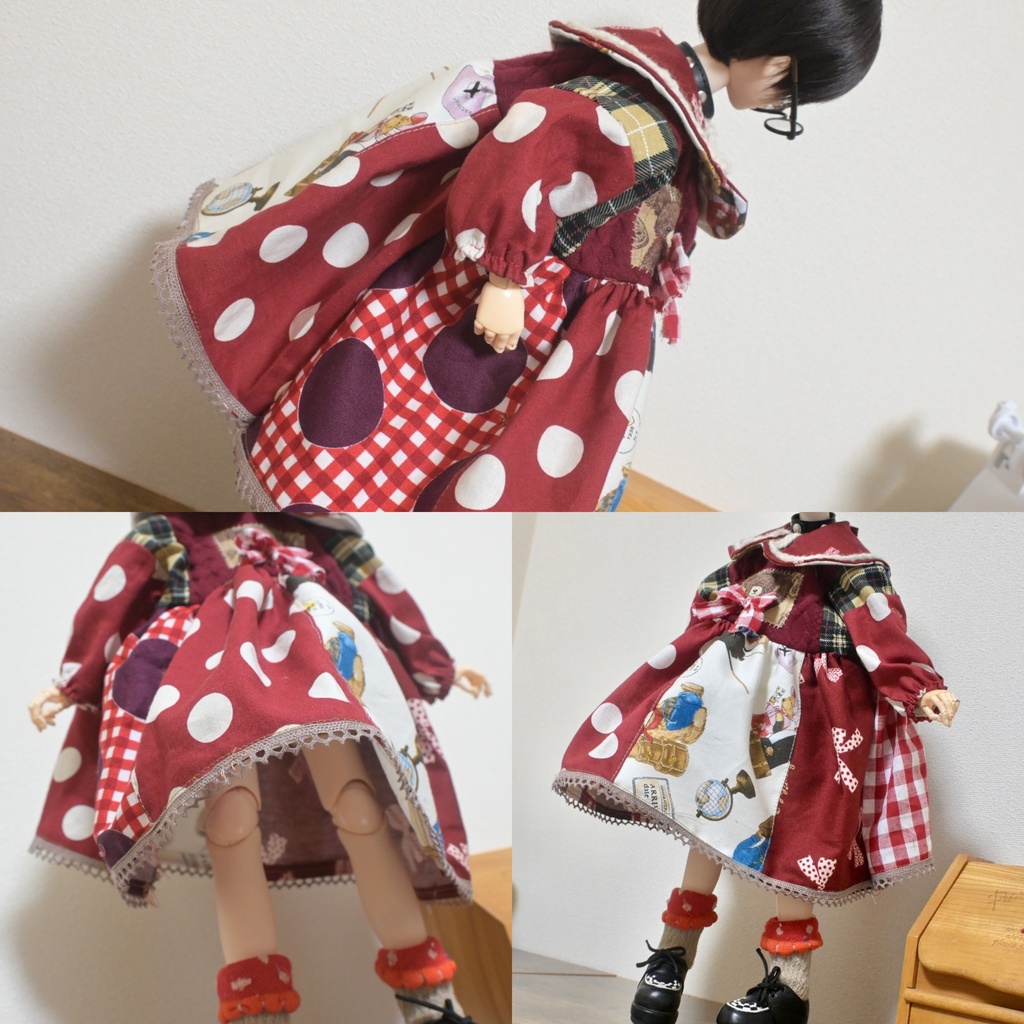 繋げてテディ☆ぱっちわーくワンピ
