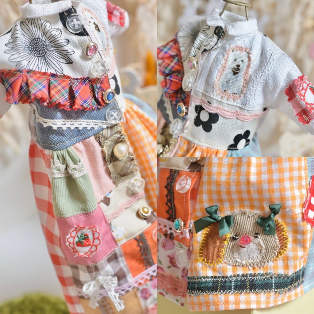 こいぬパッチワーク✳︎ワンピ