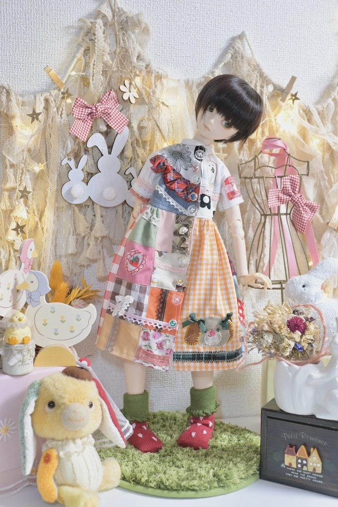 こいぬパッチワーク✳︎ワンピ