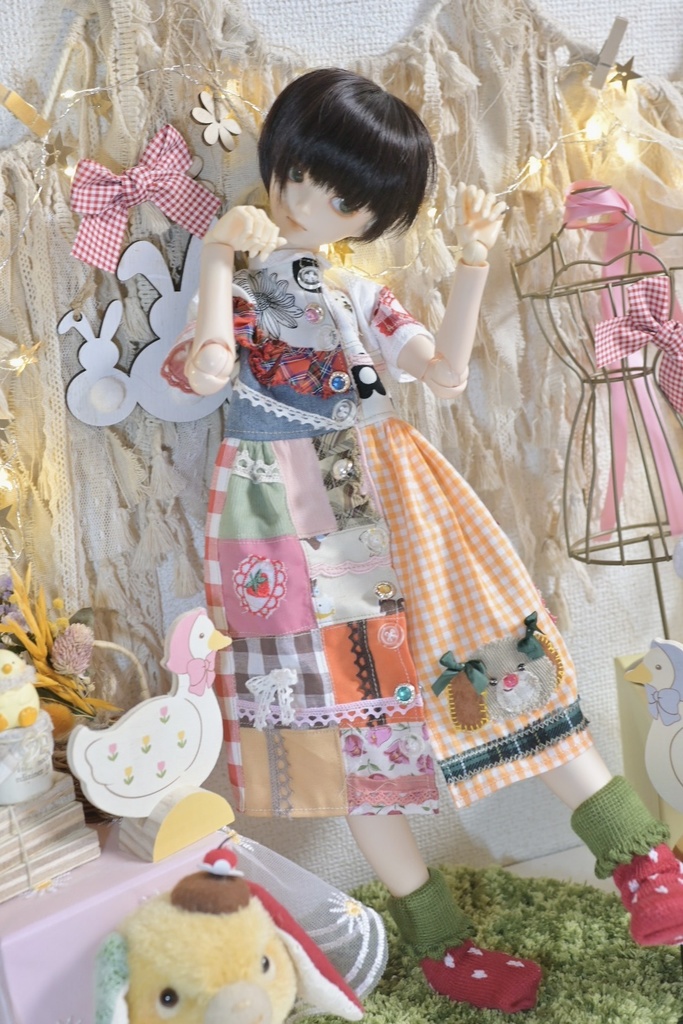 こいぬパッチワーク✳︎ワンピ