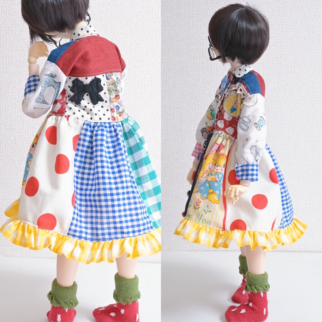 レトロpop✳︎パッチワークワンピ♩