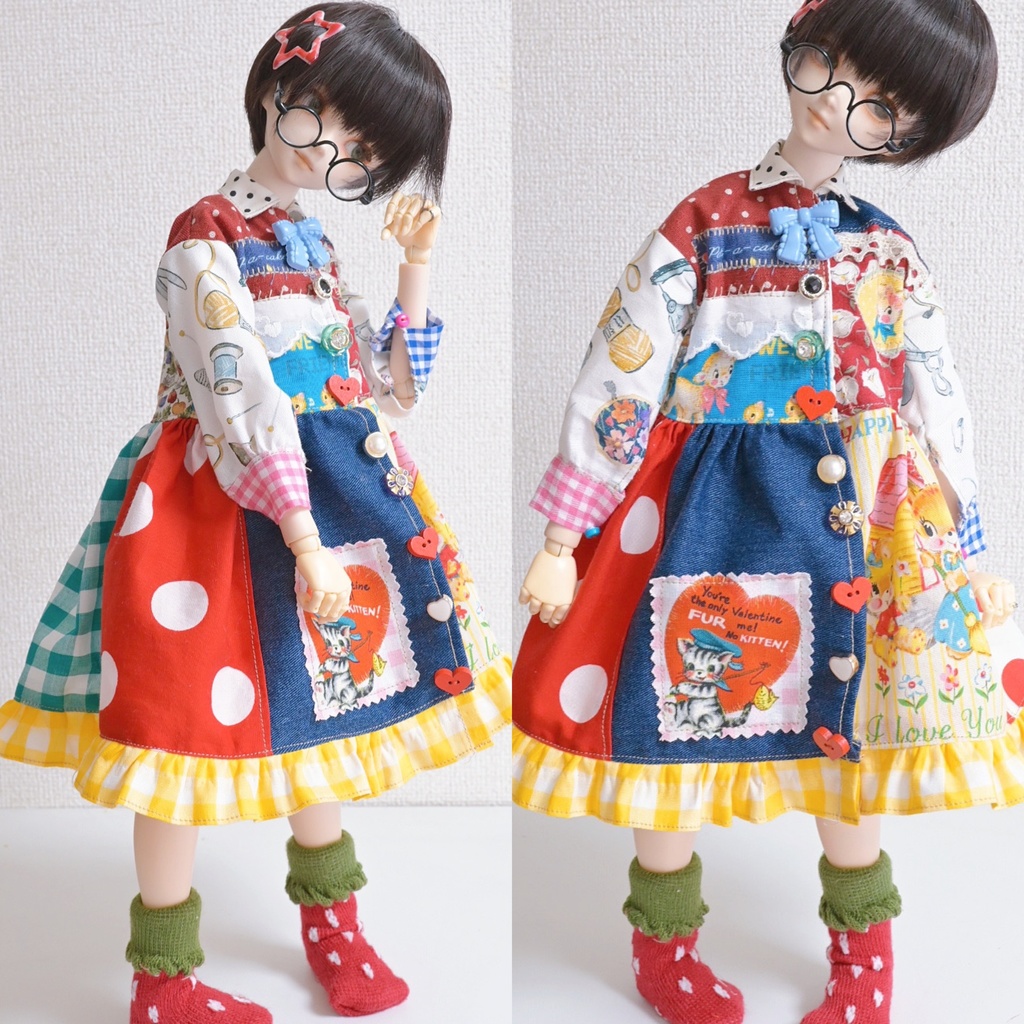 レトロpop✳︎パッチワークワンピ♩