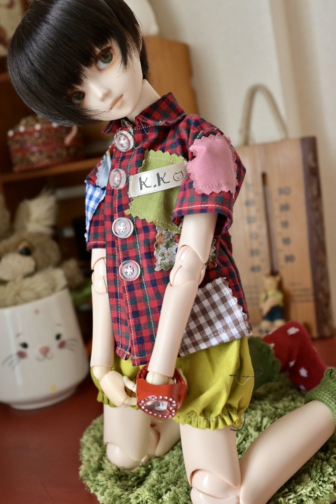 古着風✴︎ペタペタ★パッチワークシャツ