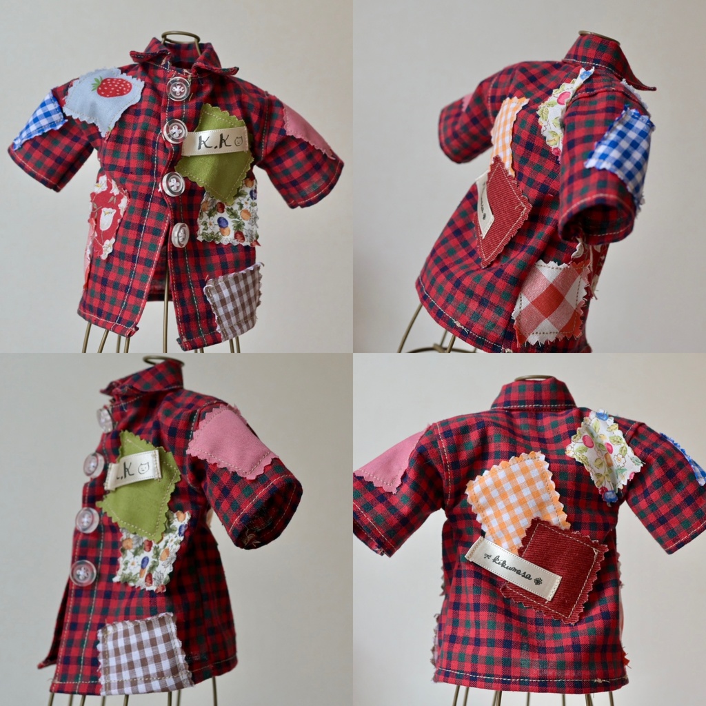 古着風✴︎ペタペタ★パッチワークシャツ