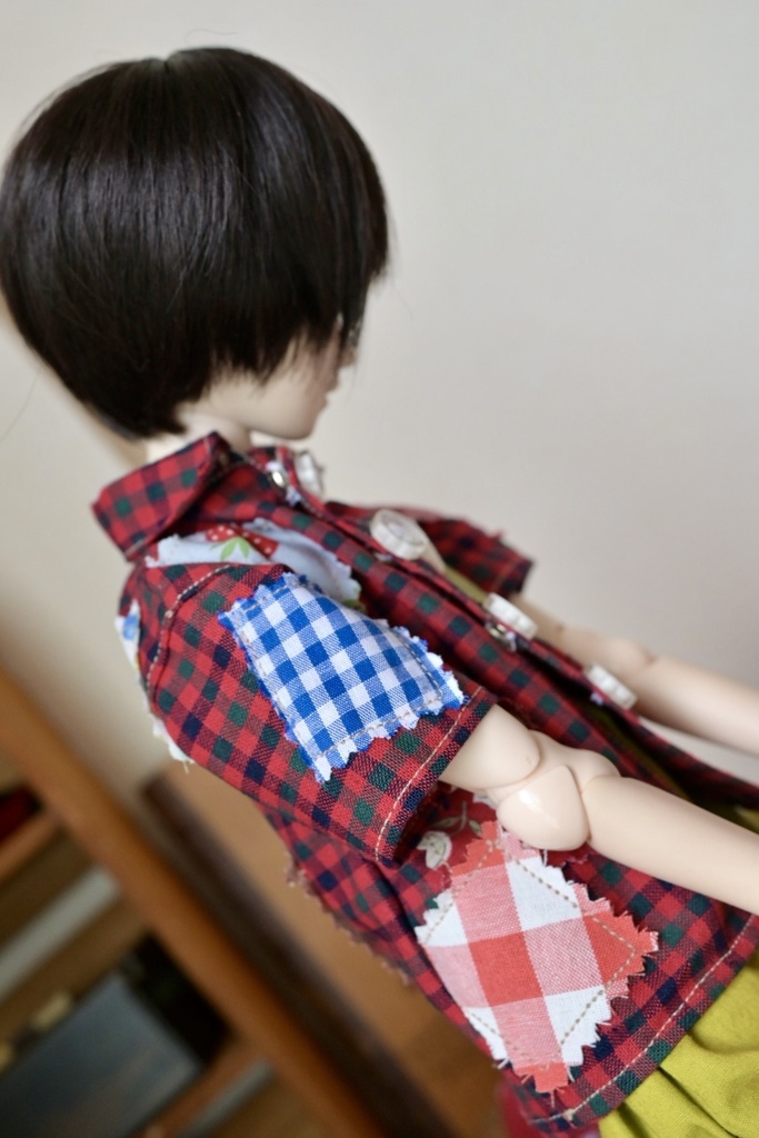 古着風✴︎ペタペタ★パッチワークシャツ